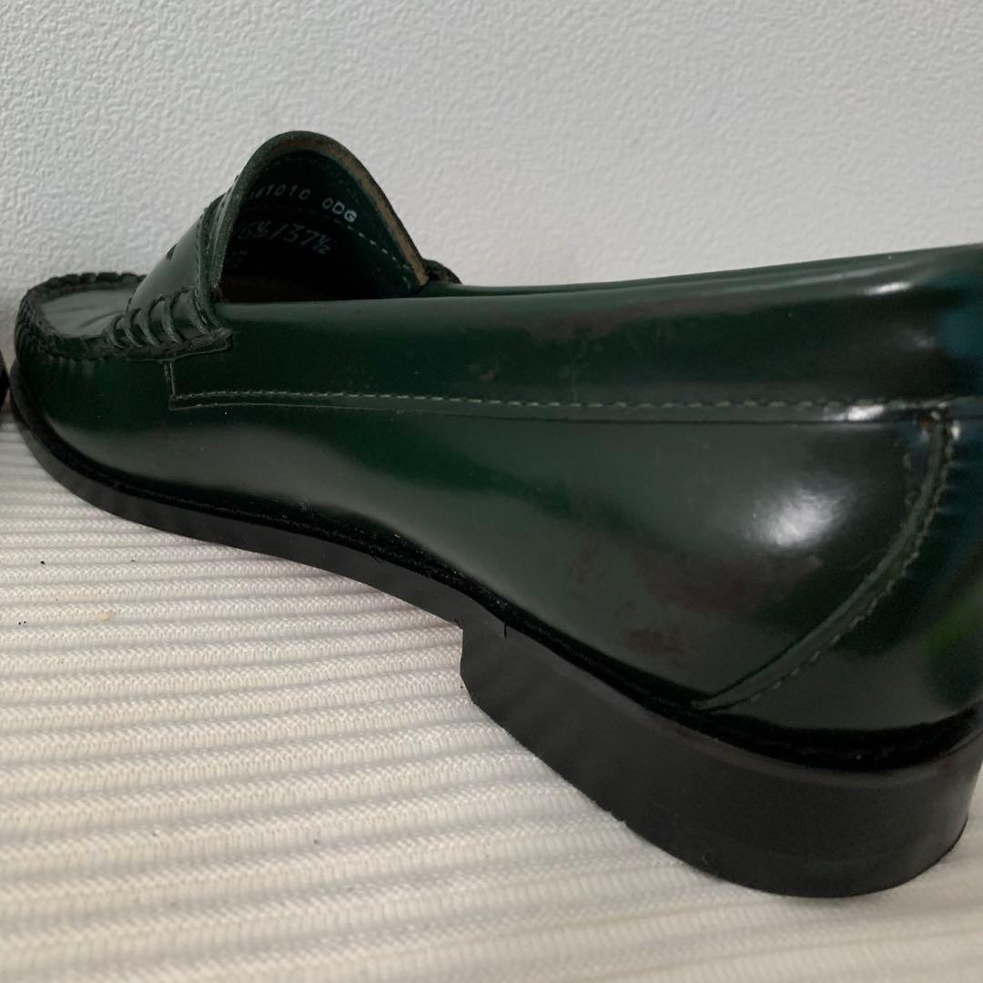 ✨美品 G.H.BASS 24.5㎝ グリーン ローファー 革靴 ビジネス 通学