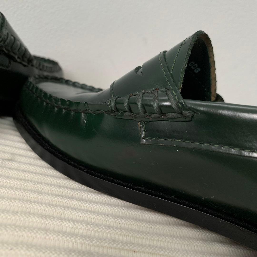 ✨美品 G.H.BASS 24.5㎝ グリーン ローファー 革靴 ビジネス 通学