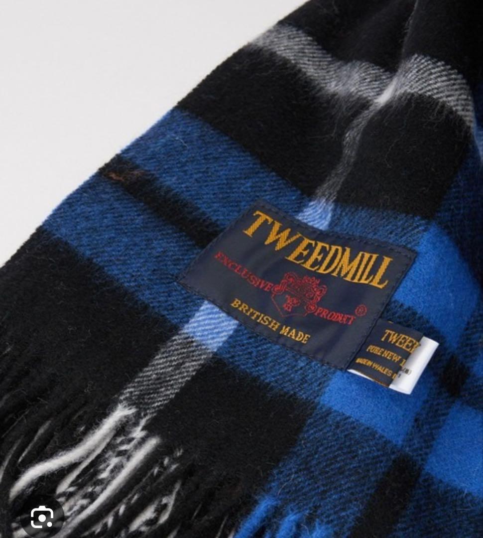 専用　TWEED MILL チェック柄　大判ストール　ブルー　ツイードミル