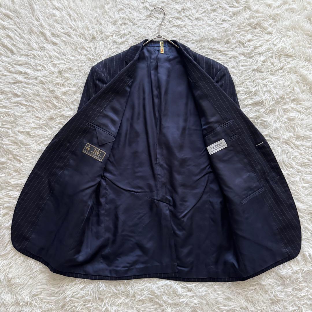 【トゥモローランド】スーツ　ストライプ NIKKE生地　紺色　48