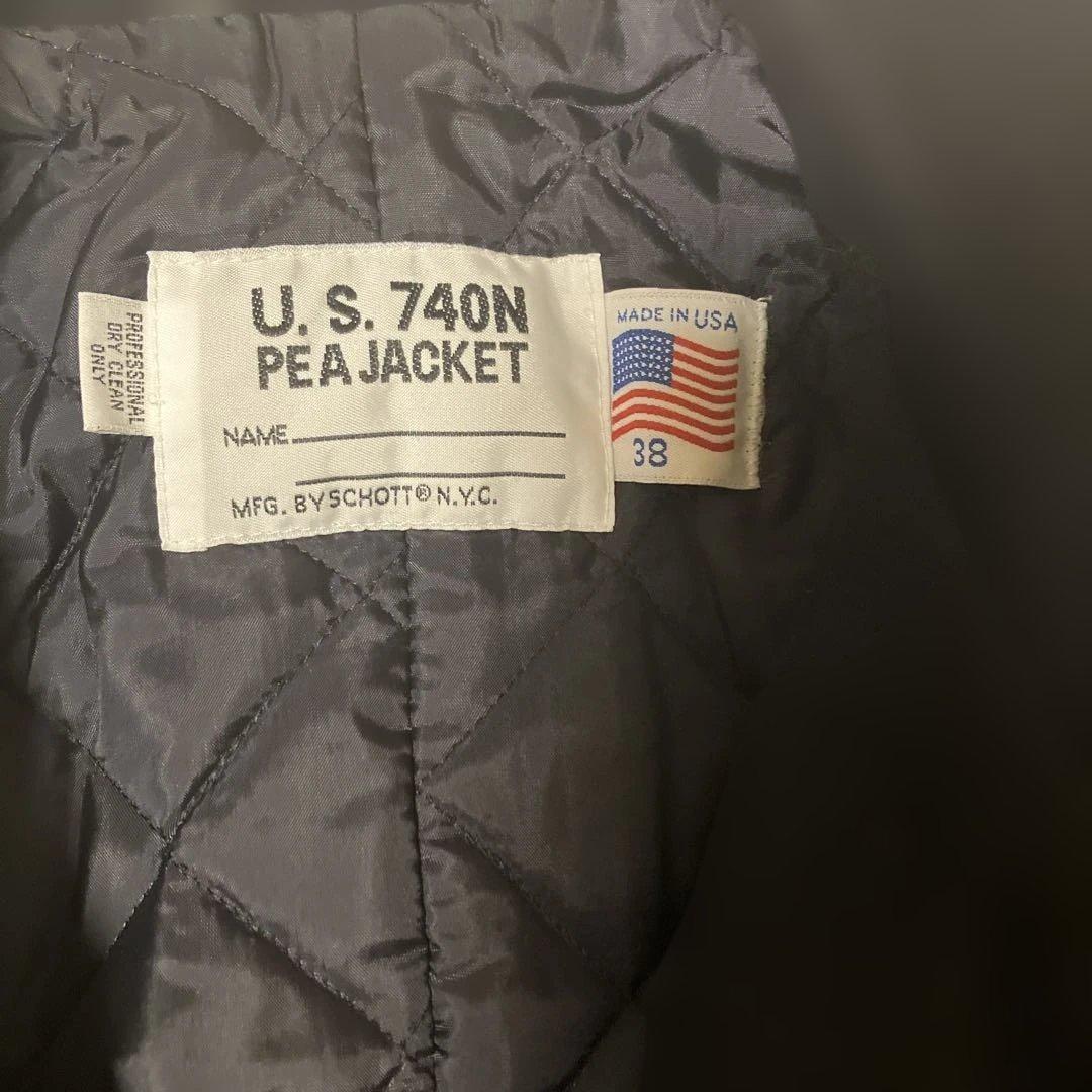美品　ショット ピーコート キルティング ダブルブレスト U.S.304N 38