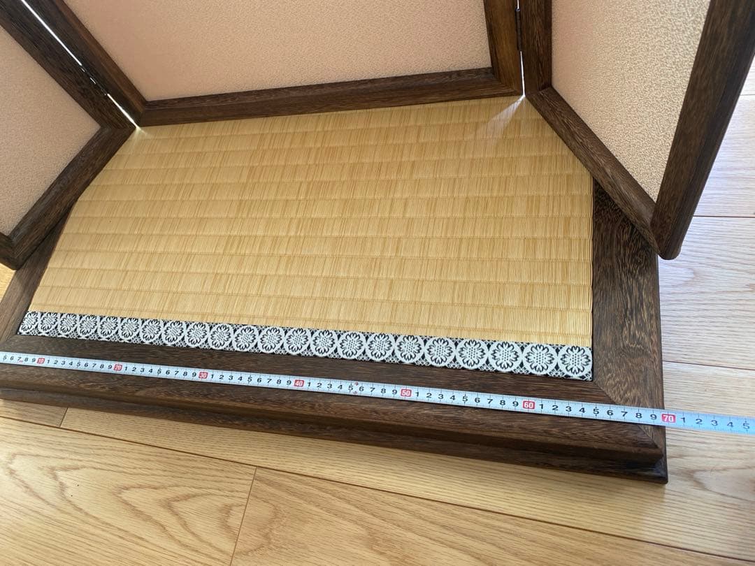 刺繍三つ折り焼桐屏風　飾台　セット　五月人形　子供の日