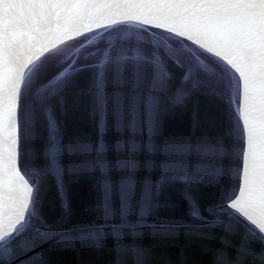 【大きいサイズ】バーバリー ゴルフ ギガチェック ベロア パーカー ネイビー