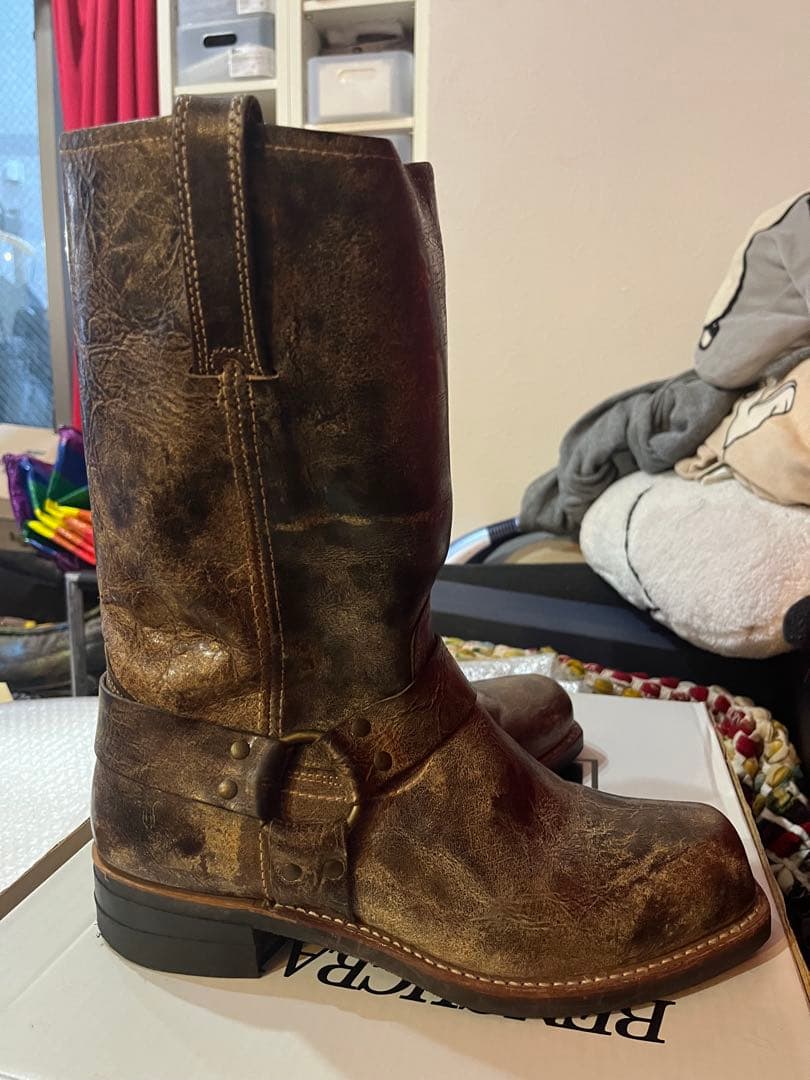 I*N様 フライ FRYE ハーネス リングブーツ 10D ビンテージ加工 米国