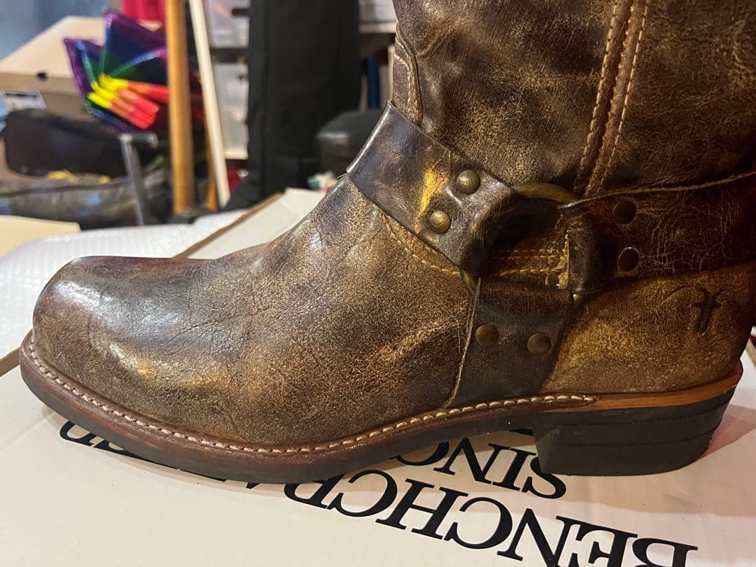 I*N様 フライ FRYE ハーネス リングブーツ 10D ビンテージ加工 米国