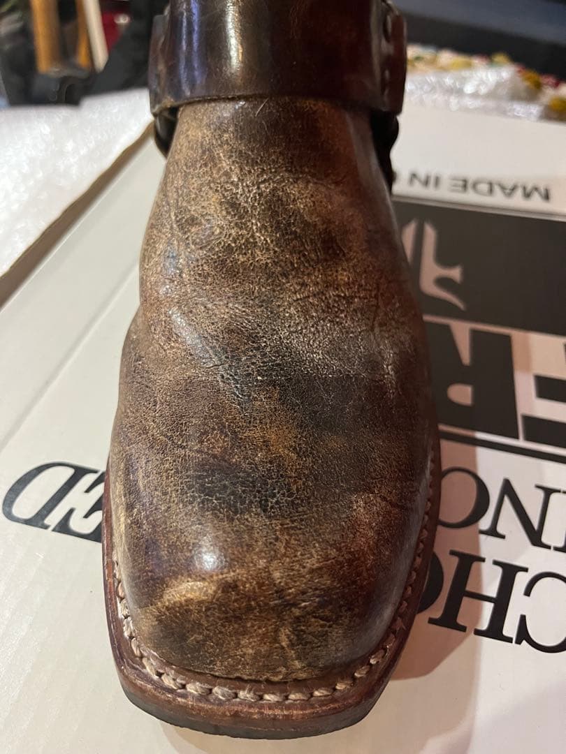 I*N様 フライ FRYE ハーネス リングブーツ 10D ビンテージ加工 米国