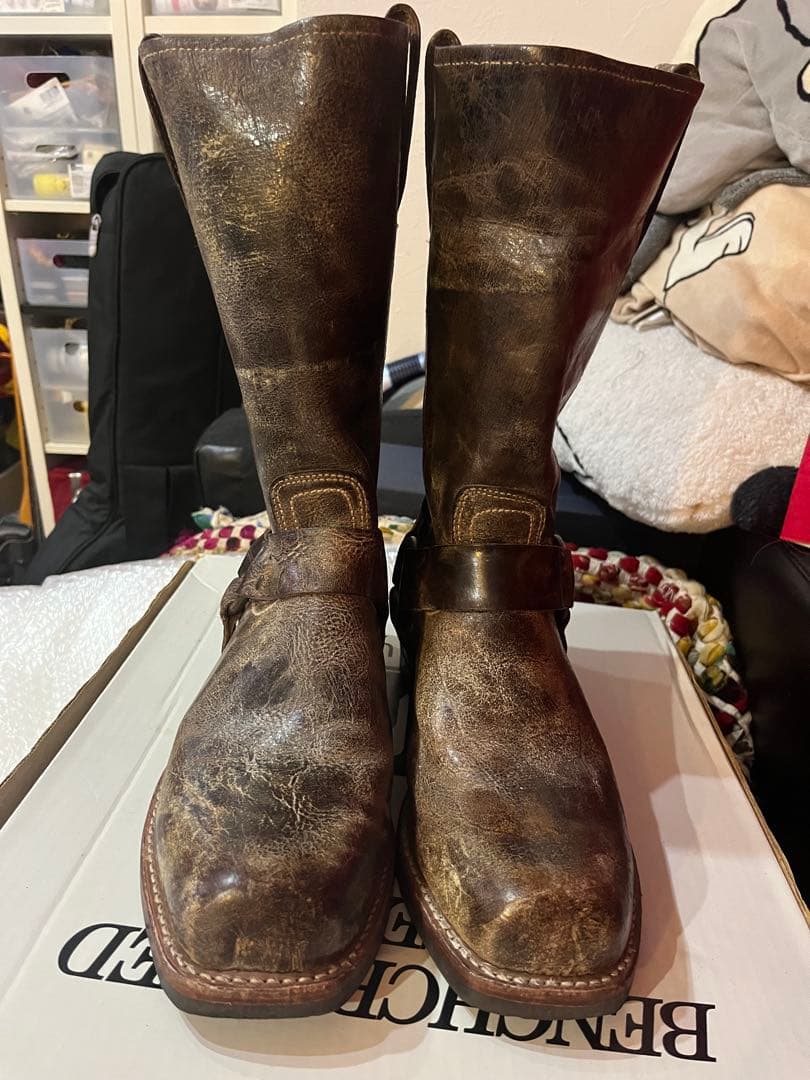 I*N様 フライ FRYE ハーネス リングブーツ 10D ビンテージ加工 米国