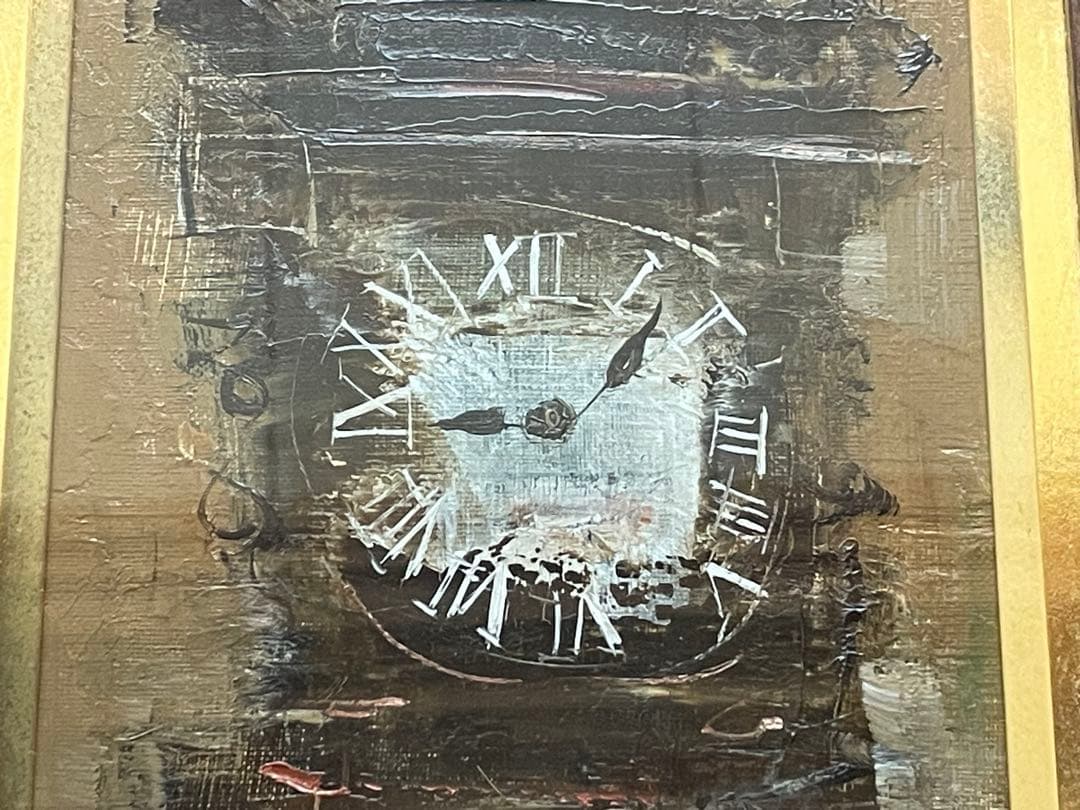 定岡宏　時計（サムホールＳＭ）油彩