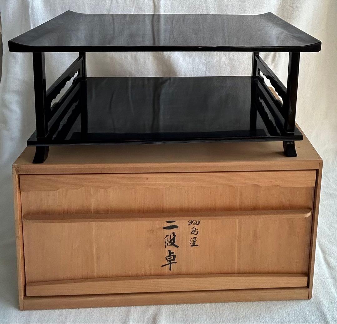 能登輪島塗　在銘 仁斉作　二段卓 共箱