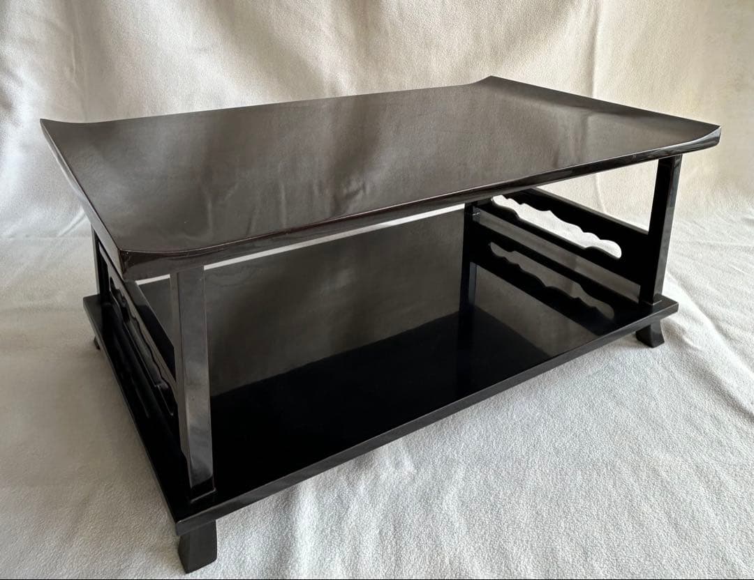 能登輪島塗　在銘 仁斉作　二段卓 共箱