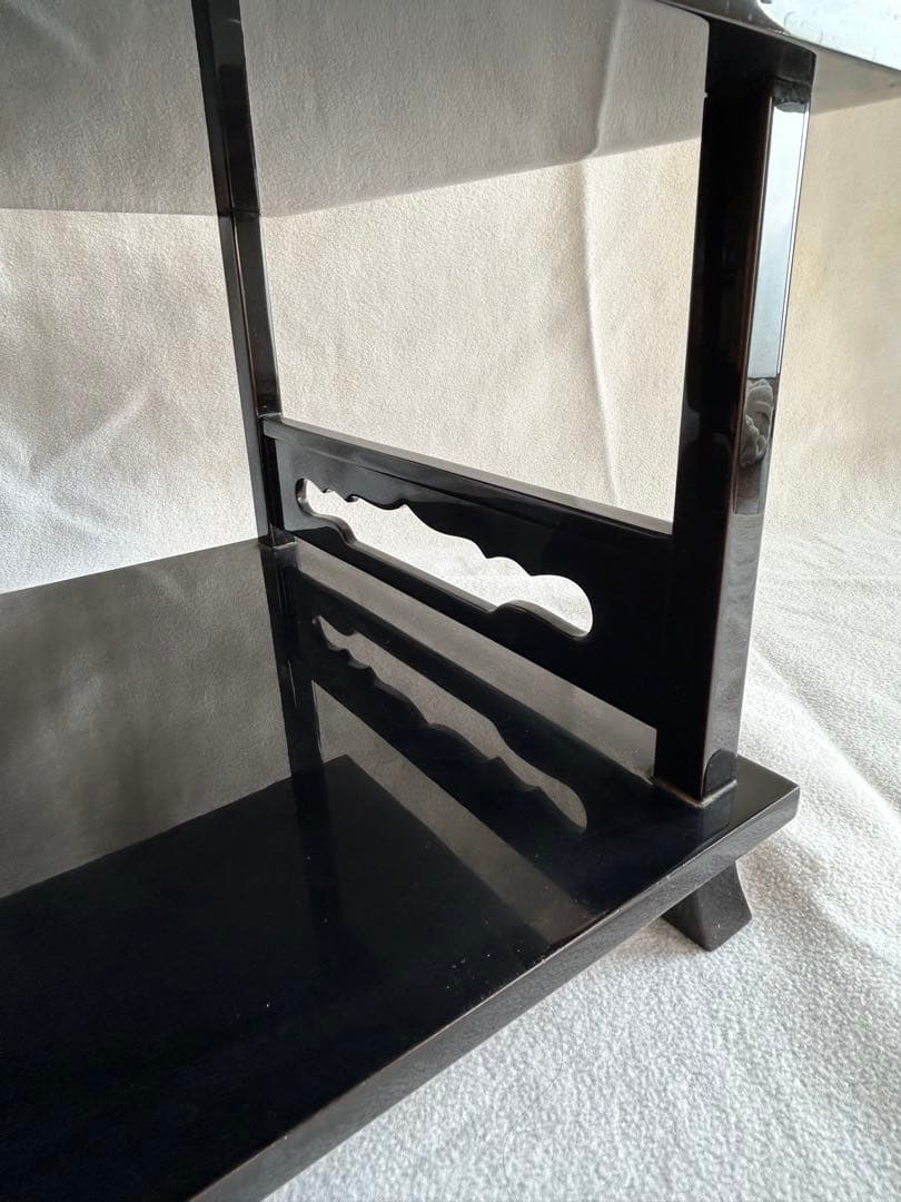 能登輪島塗　在銘 仁斉作　二段卓 共箱