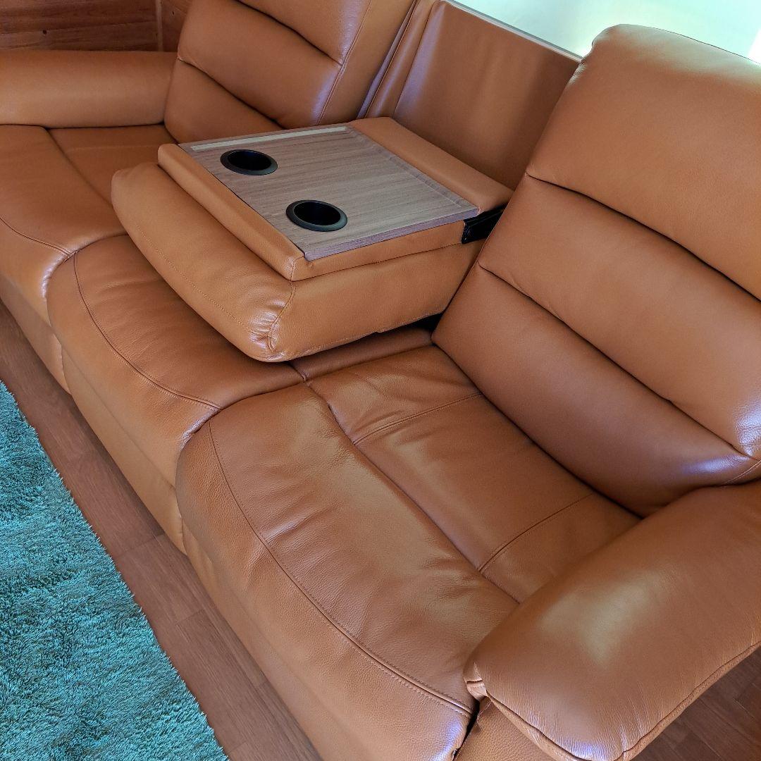 ゆりりん　ニトリ　電動リクライニングソファー3人用テーブル付き