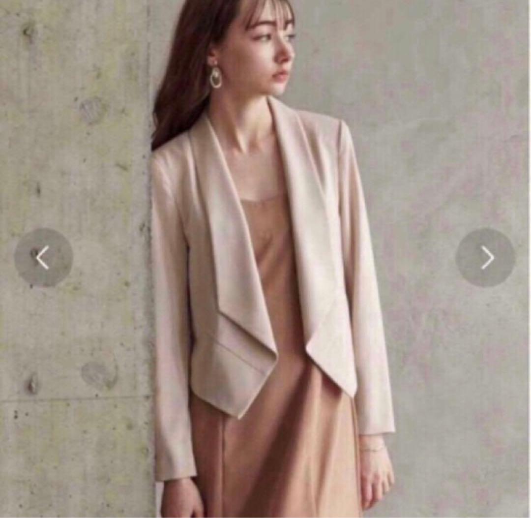 【美品】エメ　ショールカラージャケット　フォーマル　セレモニー　ベージュM