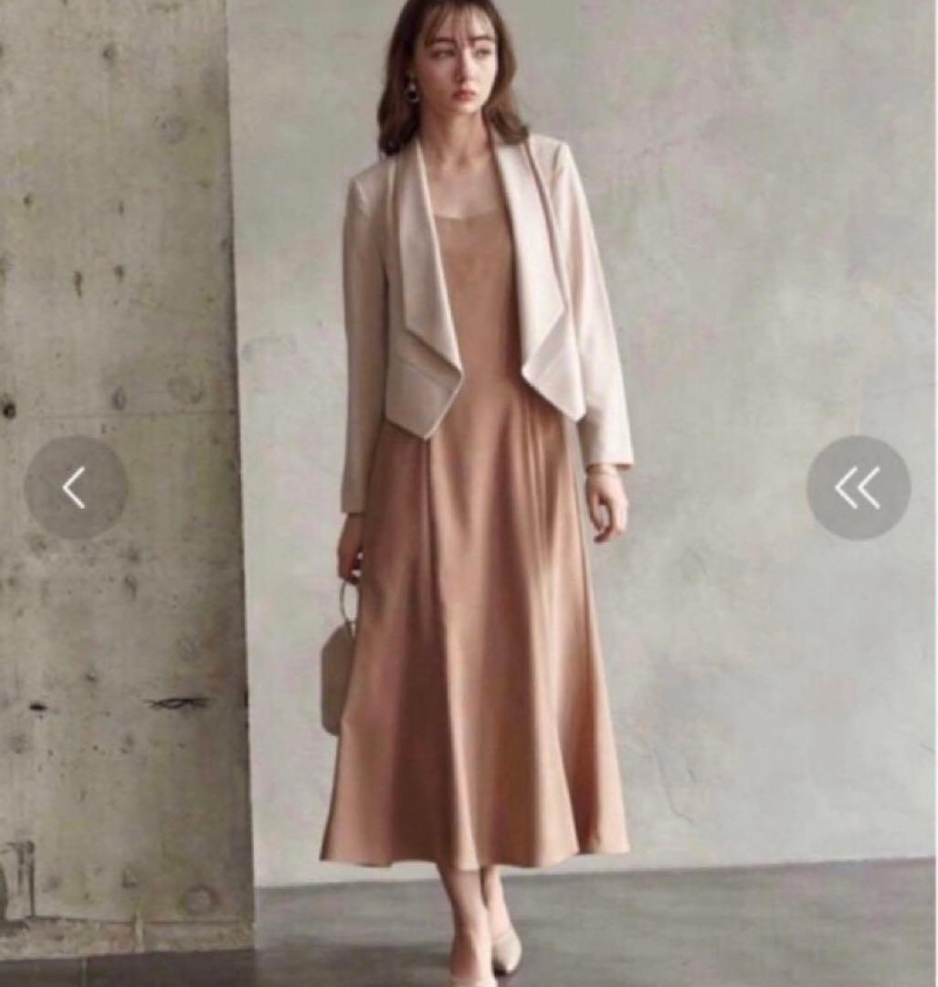 【美品】エメ　ショールカラージャケット　フォーマル　セレモニー　ベージュM