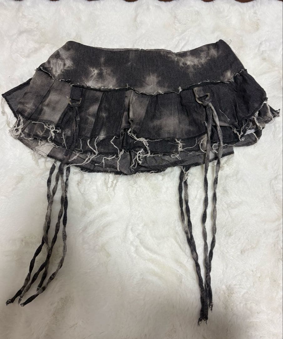 スカート S w pleats crash skirt THEREDTHREAD