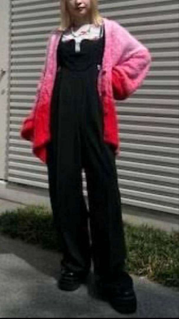 maison specialスクエアカットベアオールインワン ストライプ 黒　M