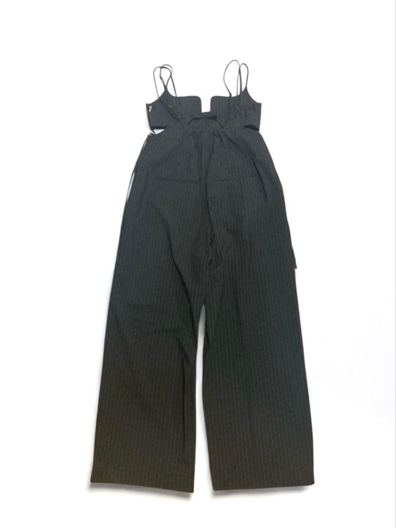 maison specialスクエアカットベアオールインワン ストライプ 黒　M