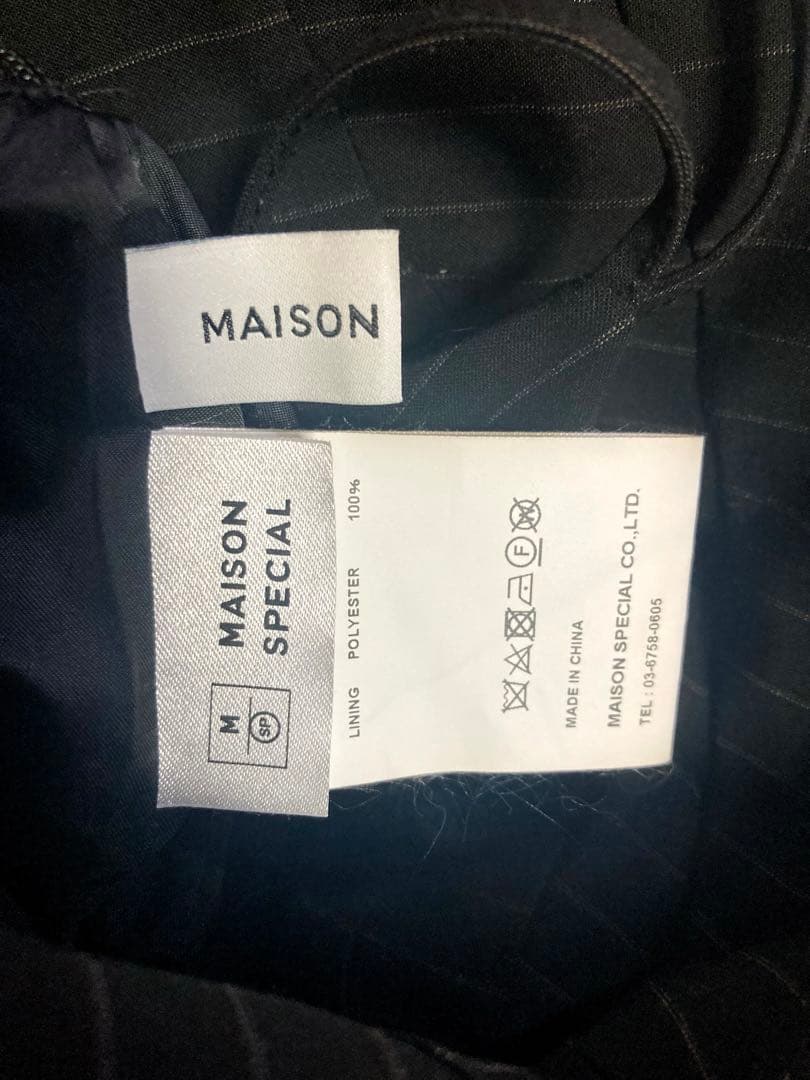 maison specialスクエアカットベアオールインワン ストライプ 黒　M