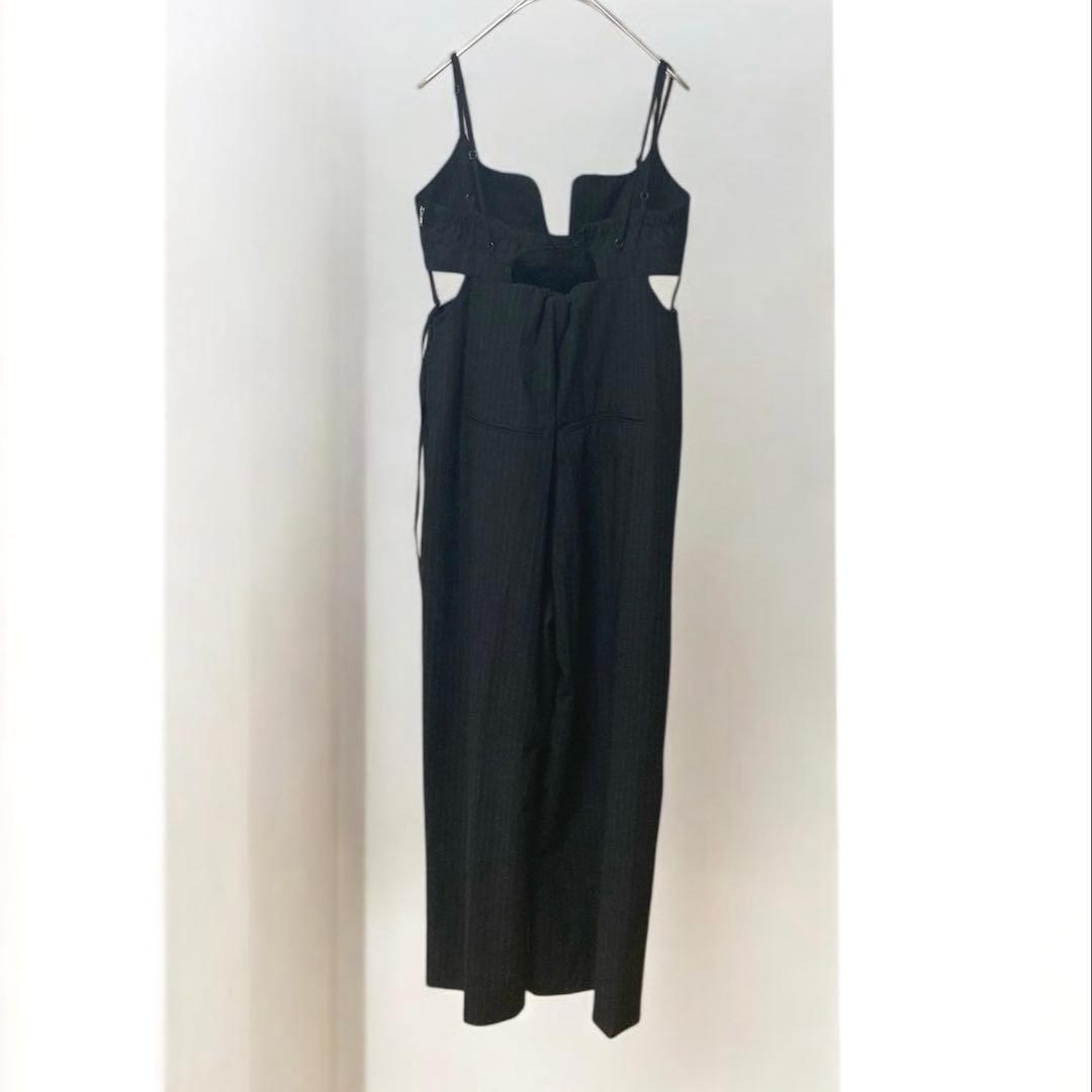 maison specialスクエアカットベアオールインワン ストライプ 黒　M