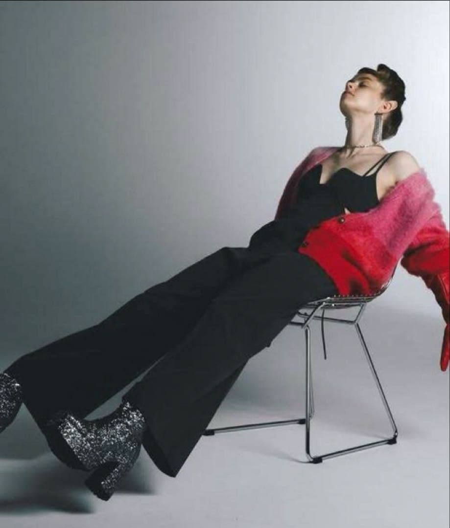 maison specialスクエアカットベアオールインワン ストライプ 黒　M