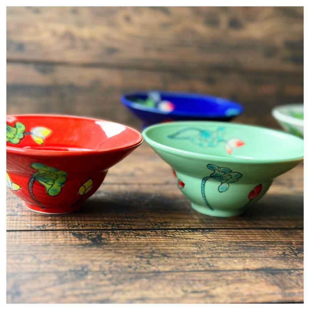 Bát Tràng ベトナム バッチャン焼き 新品 蓮柄 中鉢6枚