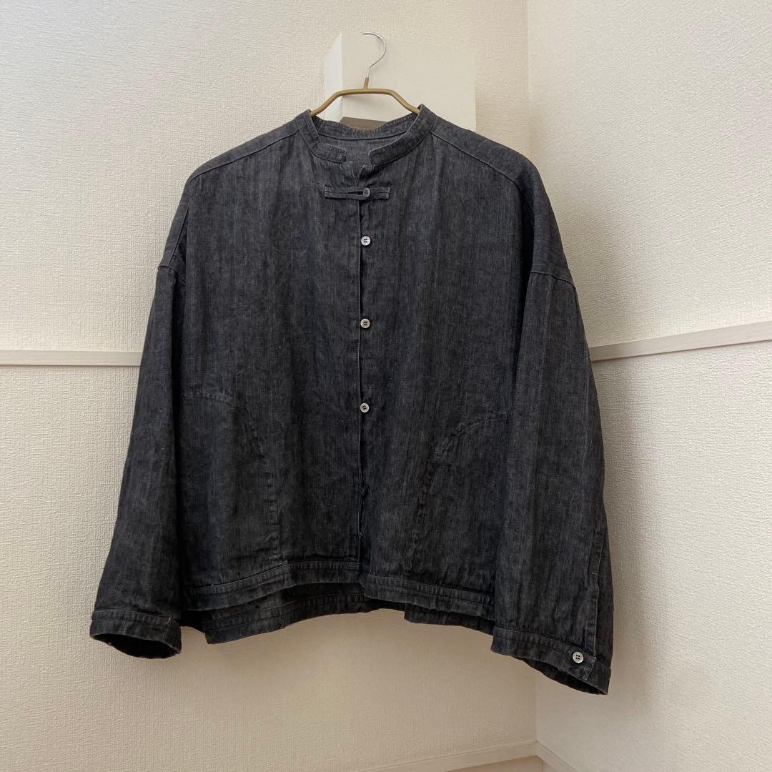 【美品】nest Robe リネンデニムスタンドカラージャケット