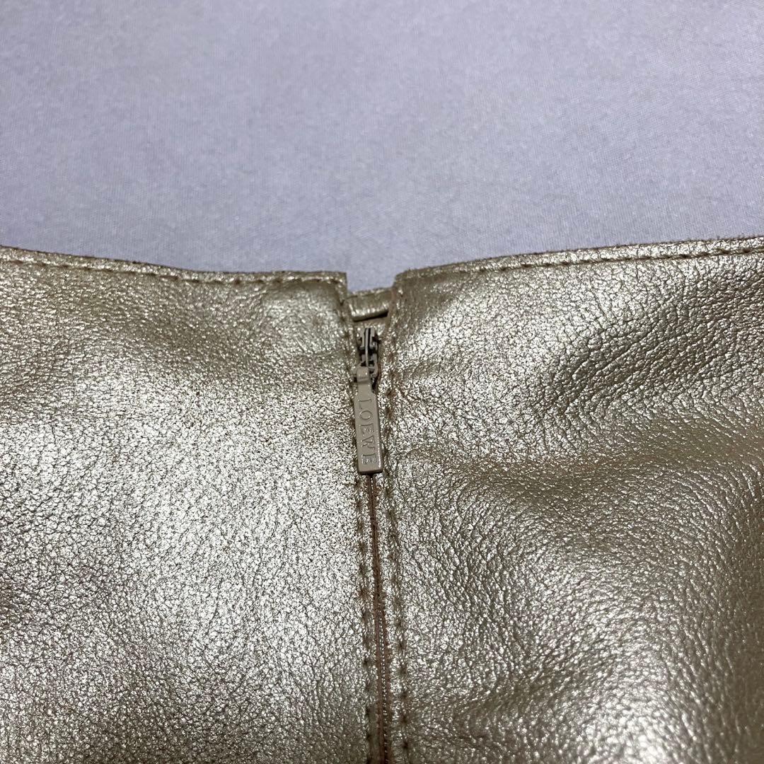 希少　Loewe ラムレザー　タイトスカート　ゴールド　派手　ナッパレザー