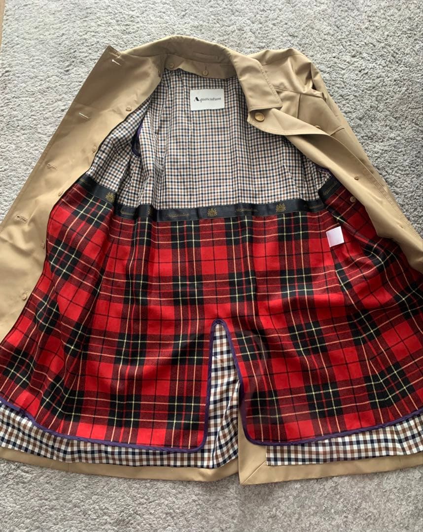 新品 Aquascutum ベージュ トレンチコート ステンカラーコート ロング