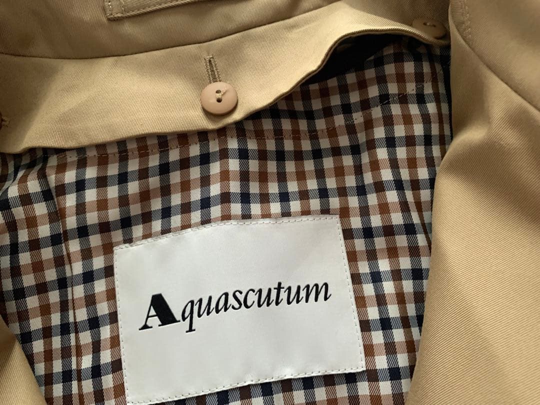 新品 Aquascutum ベージュ トレンチコート ステンカラーコート ロング
