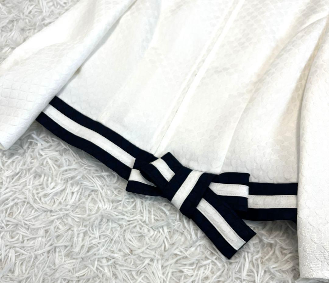 美品☆ エムズグレイシー　ノーカラージャケット　ハート　リボン　ホワイト　36