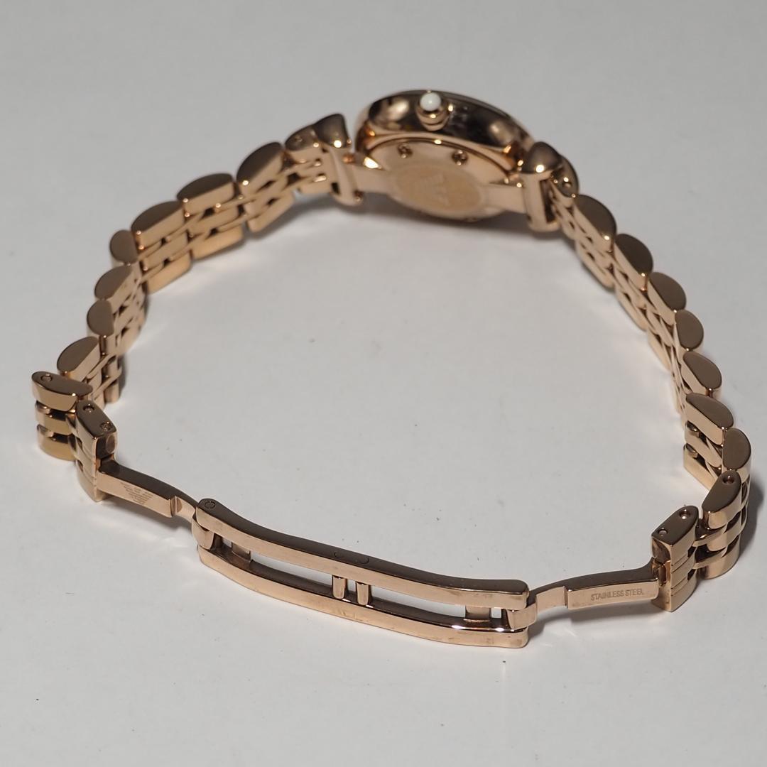 美品 アルマーニARMANI 11Pダイヤ シェル 腕時計 ゴールド F175