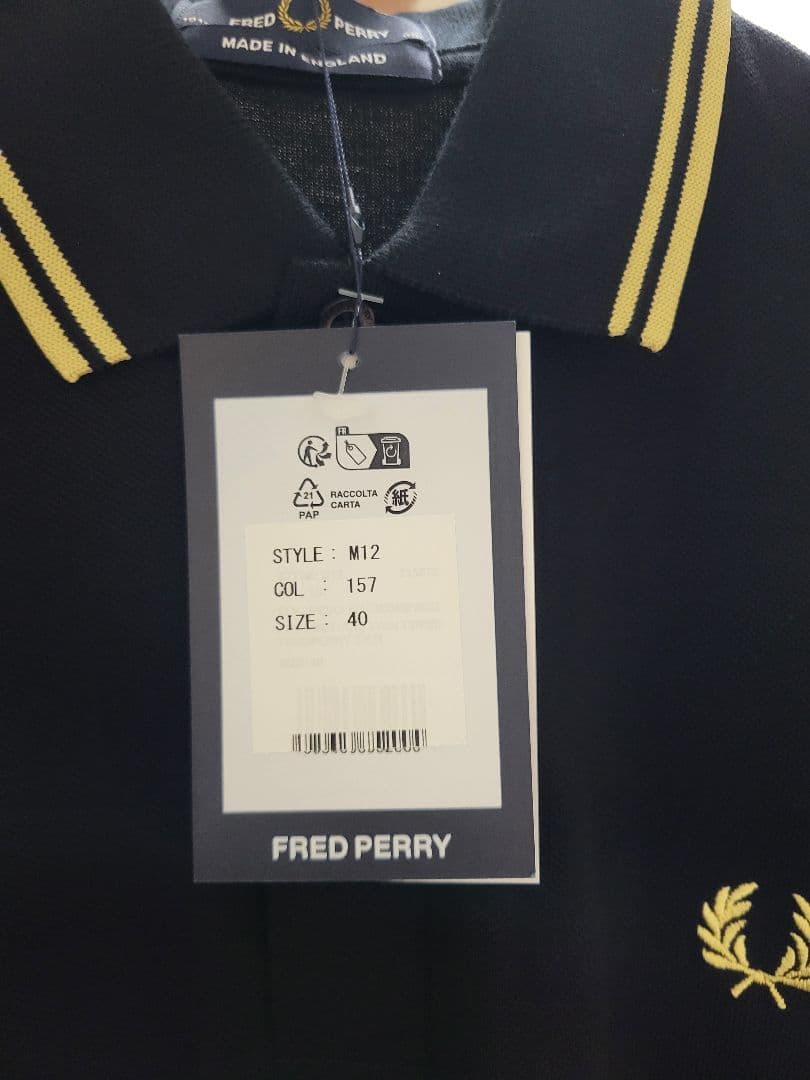フレッドペリーポロシャツ　M12 ブラック×ゴールド　40サイズ　新品未使用
