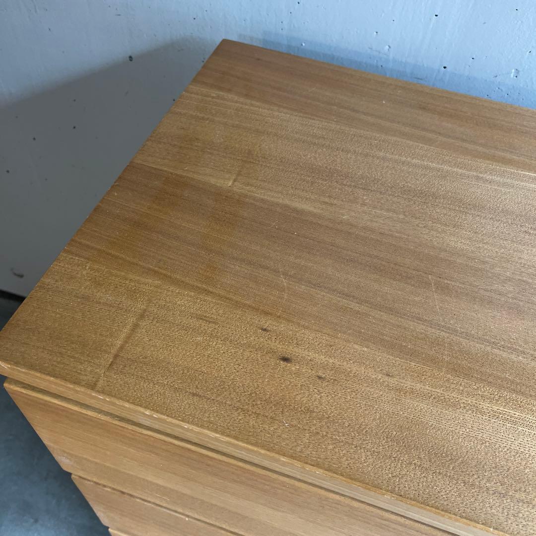 しばっこ★無印 木製チェスト・４段ワイド・タモ材 ナチュラル