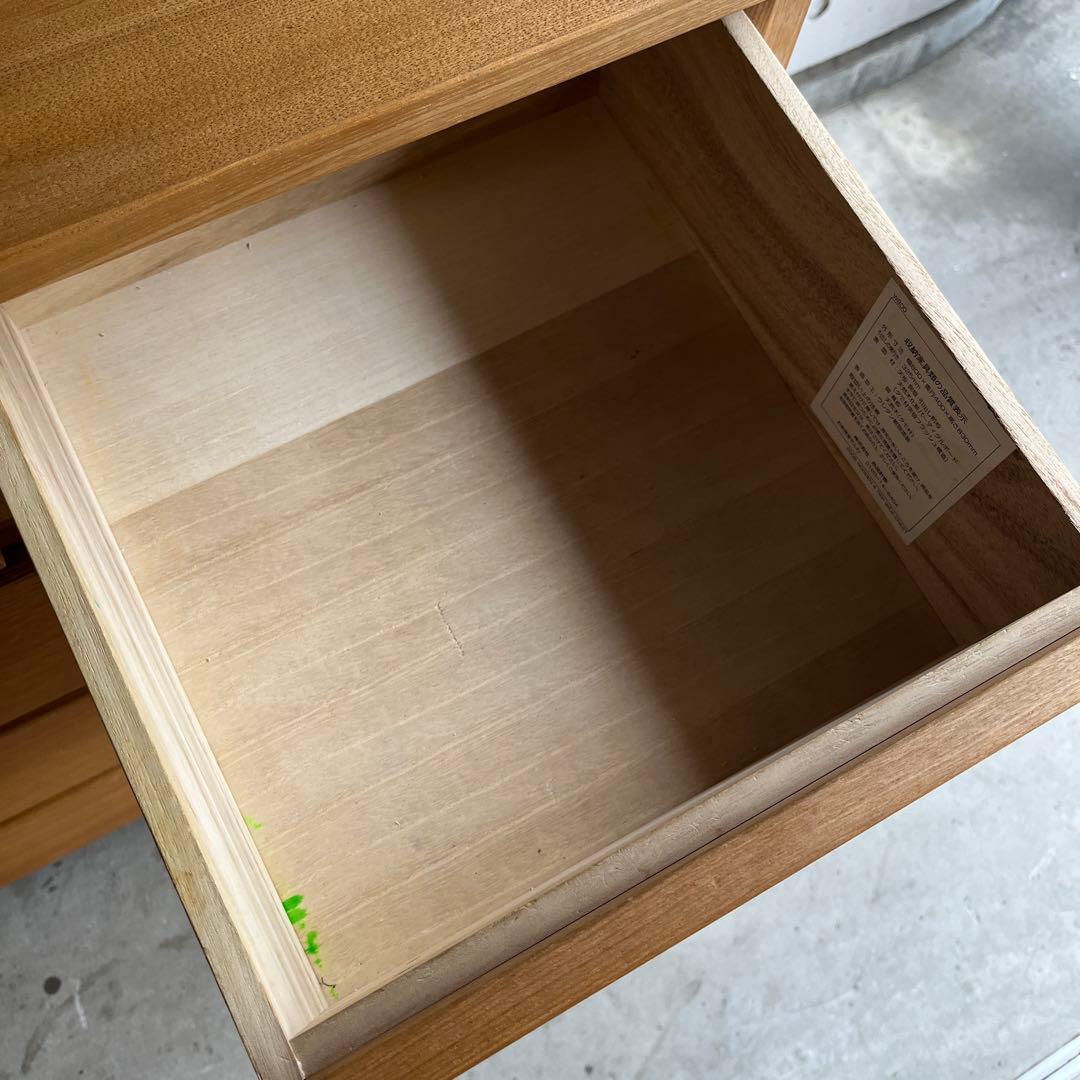 しばっこ★無印 木製チェスト・４段ワイド・タモ材 ナチュラル