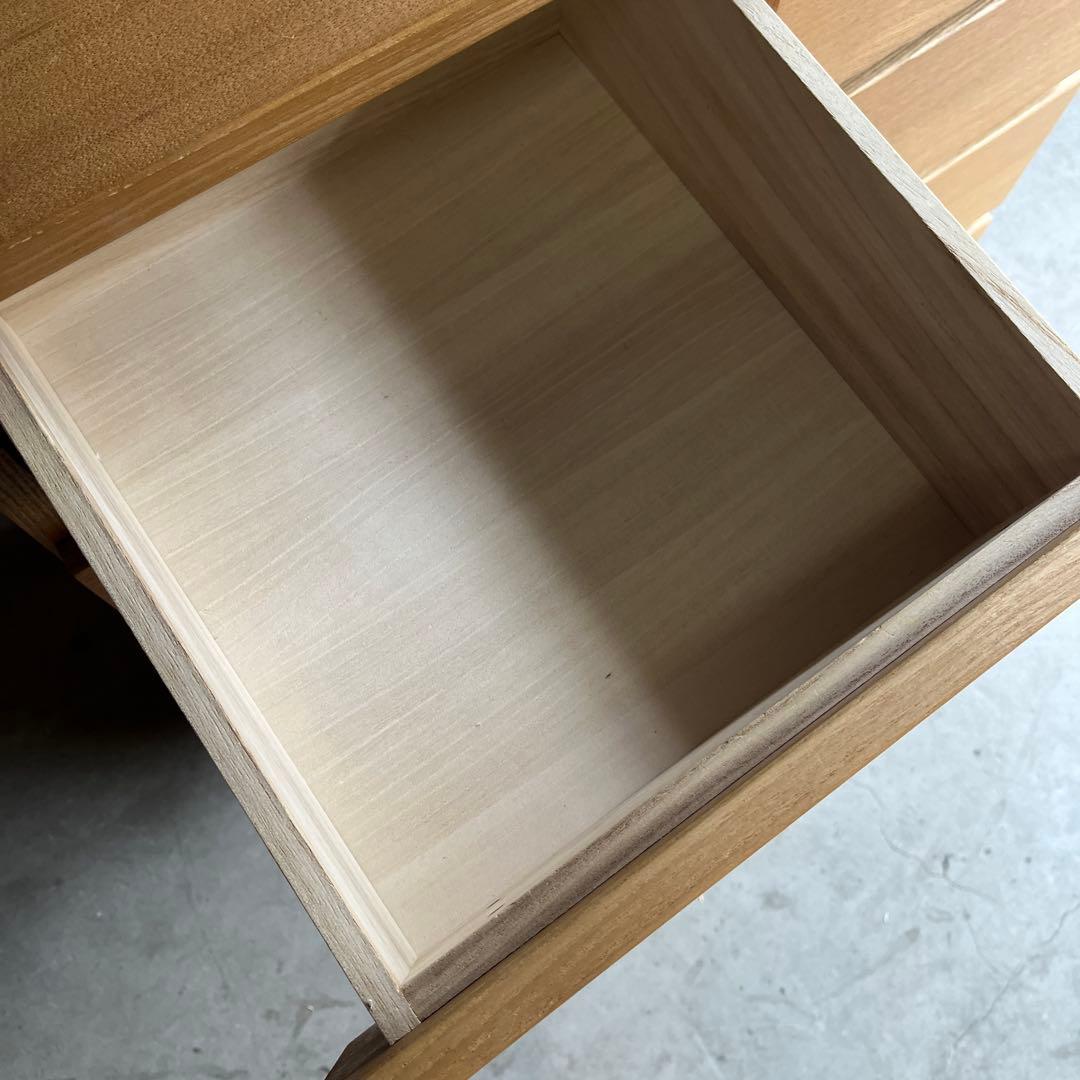 しばっこ★無印 木製チェスト・４段ワイド・タモ材 ナチュラル