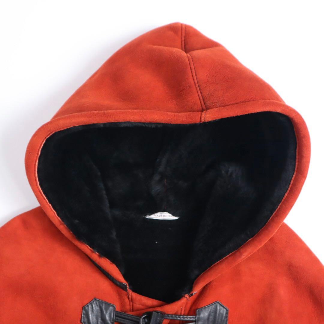 Vintage フランス製 オレンジ ラム ムートン ロング ダッフルコート