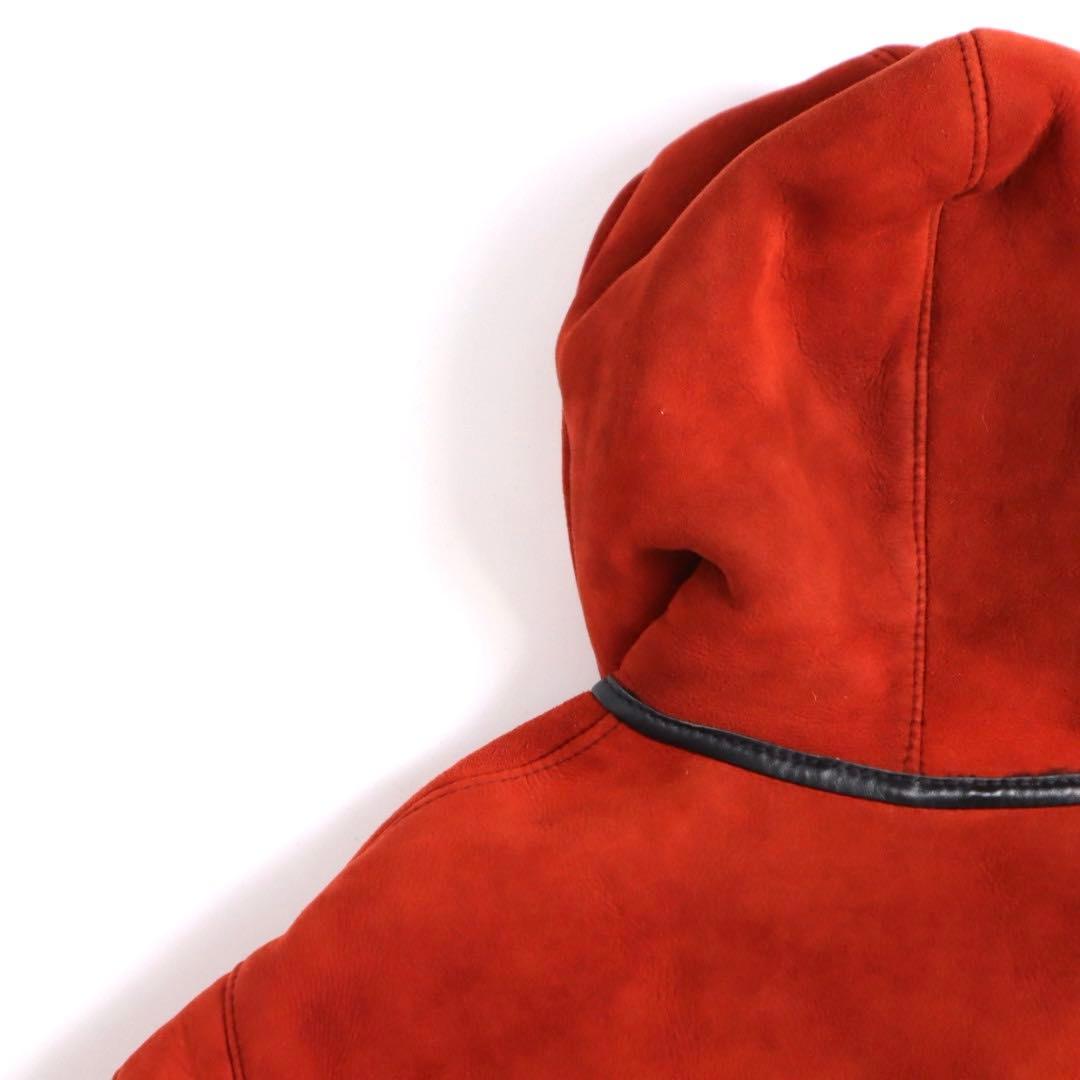 Vintage フランス製 オレンジ ラム ムートン ロング ダッフルコート