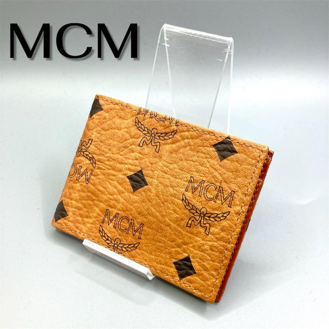 MCM エムシーエム 二つ折り財布 ヴィセトス柄　コンパクトウォレット レザー