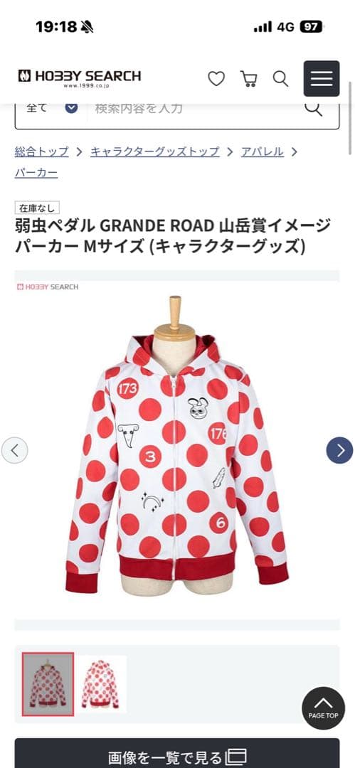 弱虫ペダル GRANDE ROAD 山岳賞イメージパーカー Mサイズ