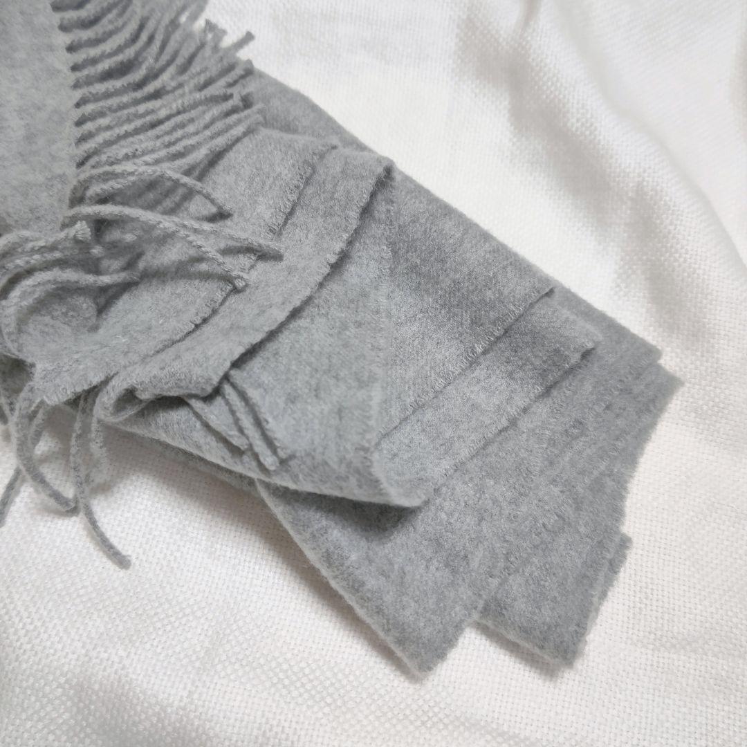 JOHNSTONSジョンストンズ100%カシミヤ大判プレーンストールマフラー薄灰