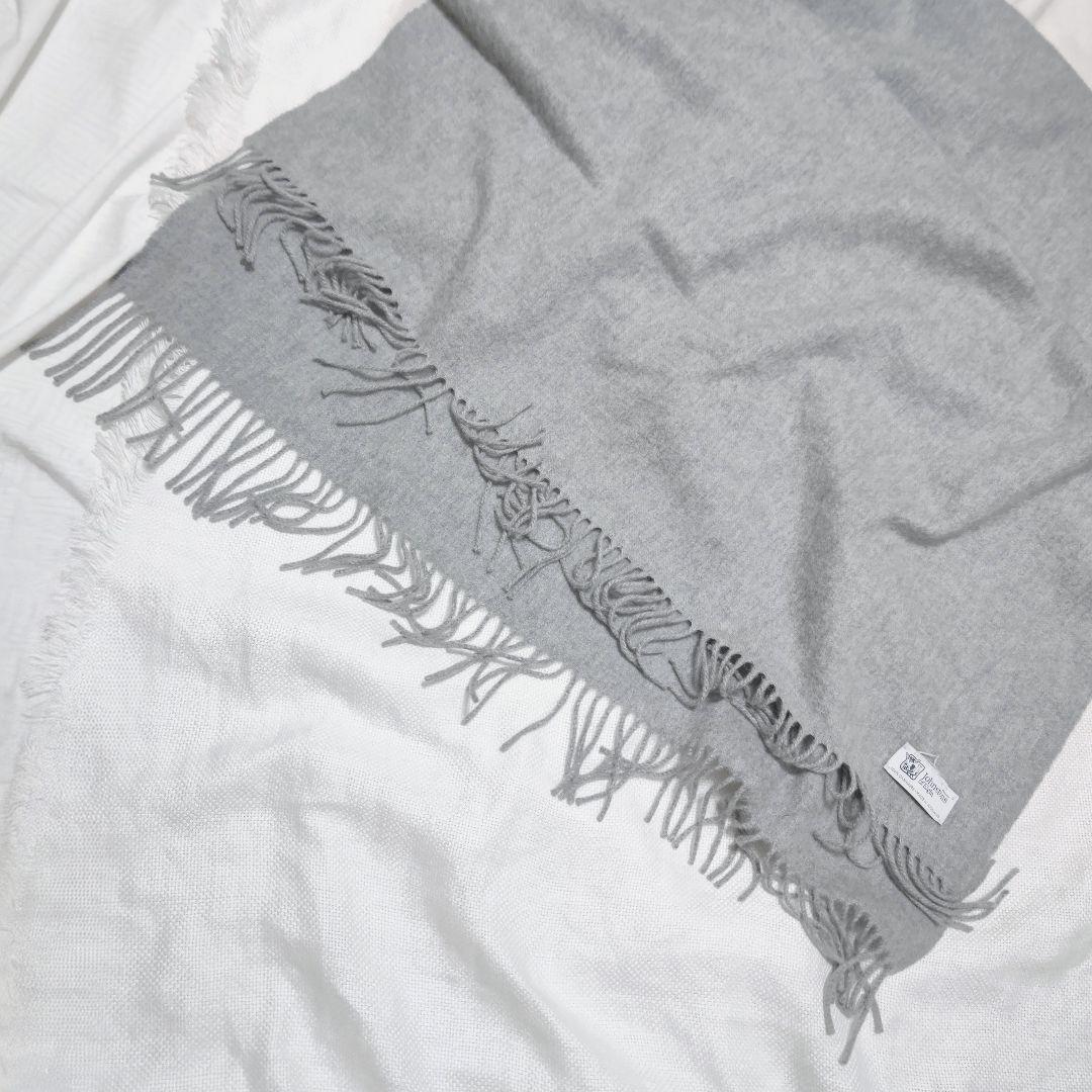 JOHNSTONSジョンストンズ100%カシミヤ大判プレーンストールマフラー薄灰