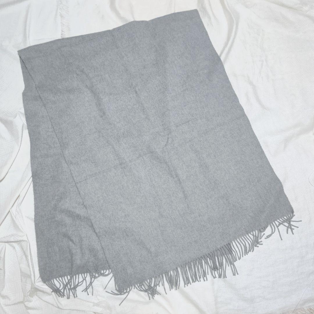 JOHNSTONSジョンストンズ100%カシミヤ大判プレーンストールマフラー薄灰