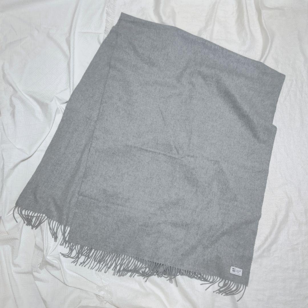 JOHNSTONSジョンストンズ100%カシミヤ大判プレーンストールマフラー薄灰