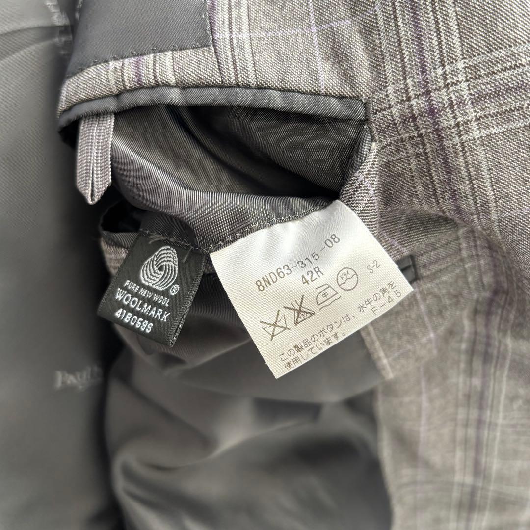 美品✨Paul Stuart スーツ グレー グレンチェック総裏 裏地柄