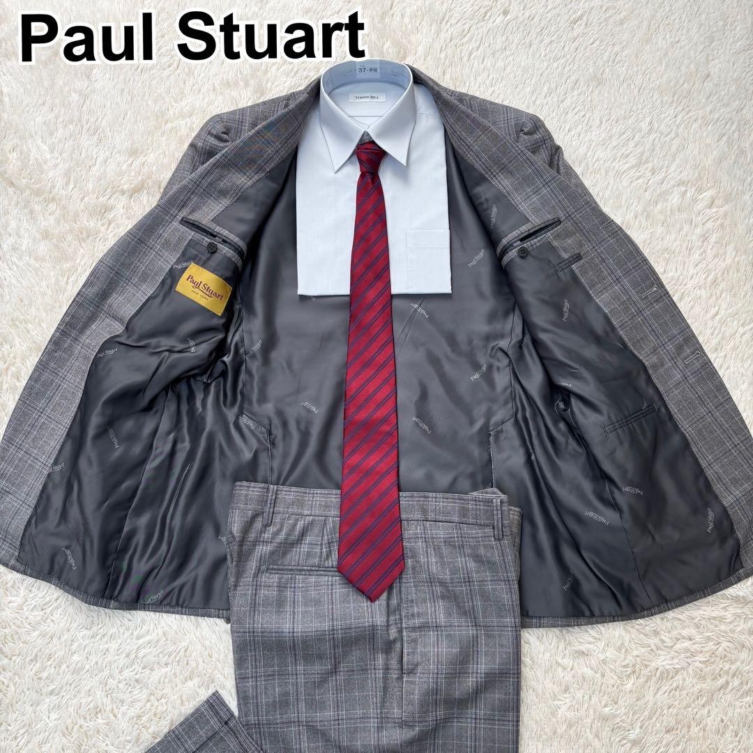 美品✨Paul Stuart スーツ グレー グレンチェック総裏 裏地柄