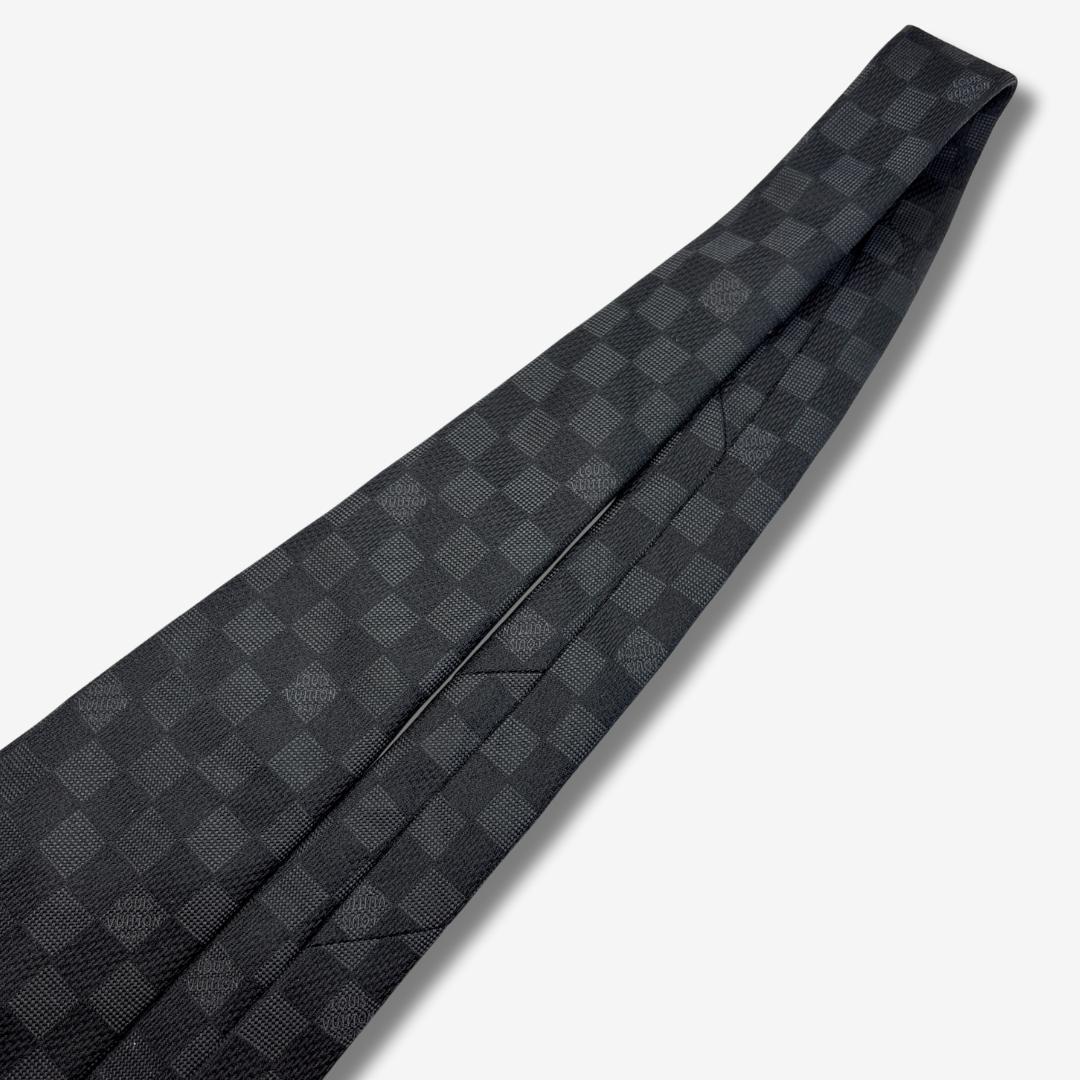 LOUIS VUITTON ネクタイ ダミエ柄 ロゴグラム チャコールグレー