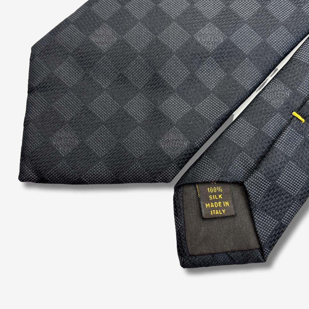 LOUIS VUITTON ネクタイ ダミエ柄 ロゴグラム チャコールグレー