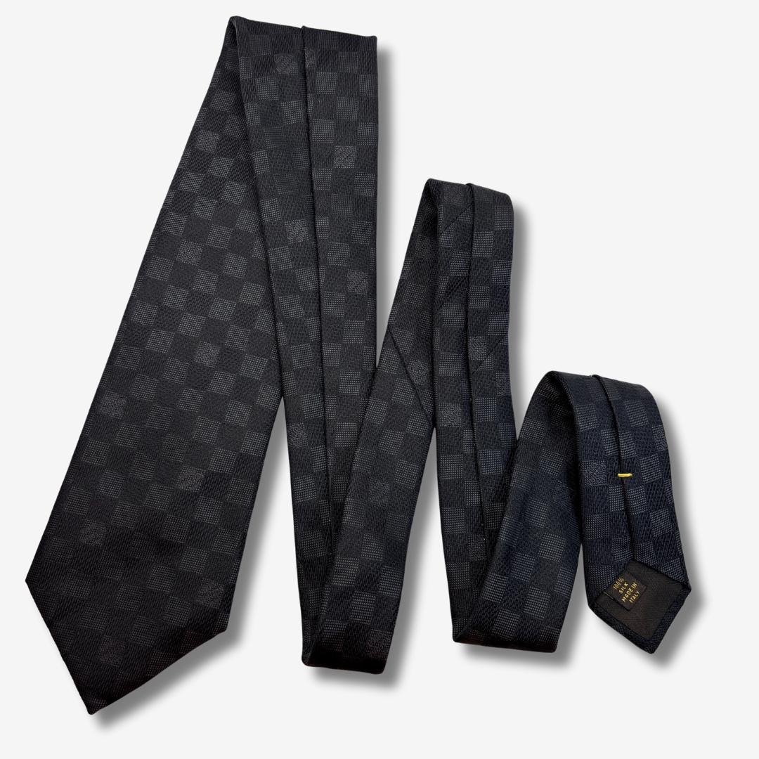 LOUIS VUITTON ネクタイ ダミエ柄 ロゴグラム チャコールグレー
