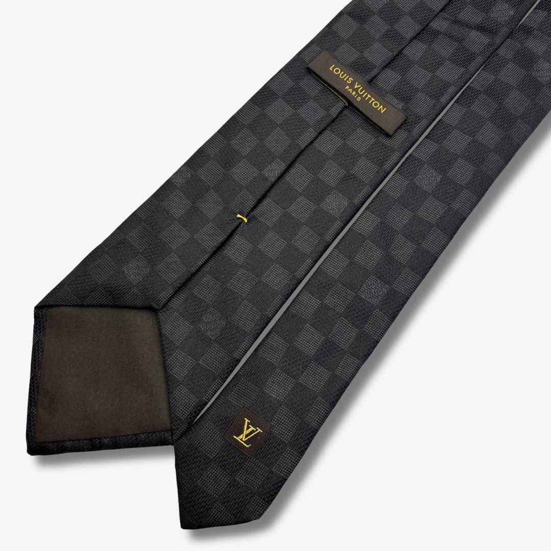 LOUIS VUITTON ネクタイ ダミエ柄 ロゴグラム チャコールグレー