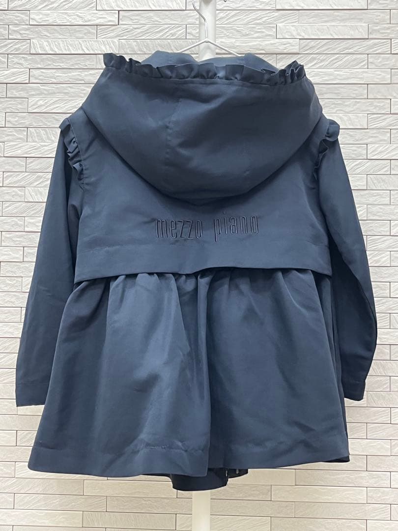 極美品　メゾピアノ　ネイビー フリル　フードジャケット　130